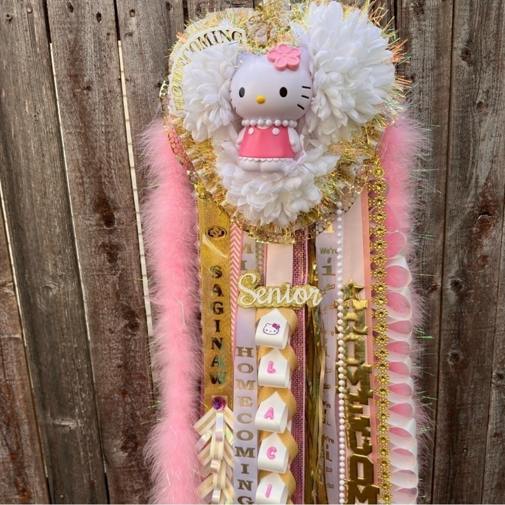 Hello Kitty Homecoming Mum Texas HOCO will personalize with your name and grade